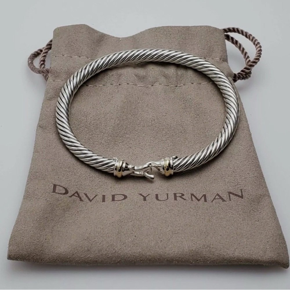 David Yurman 5mm Cable 925 Silver and 18k Yellow Gold Buckle Bracelet *SOLD*